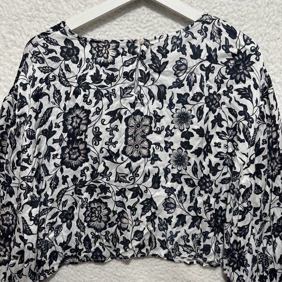 Anthropologie Rohit Kamra Women's L Multicolor Floral Printed Crop Bell Sleeves - Picture 6 of 13